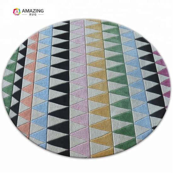 Mat Rug Circle Colorful Wool Rug Circle Shape Die Cut Custom Door Mat Rugs