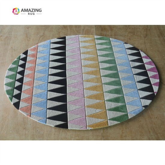 Colorful Wool Rug Circle Shape Die Cut Custom Door Mat Rugs