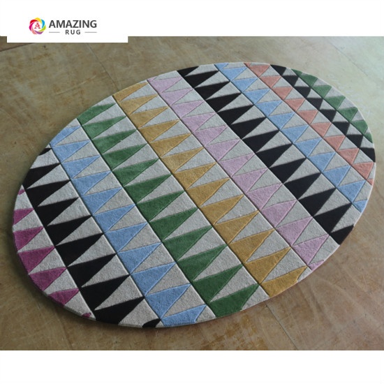 Colorful Wool Rug Circle Shape Die Cut Custom Door Mat Rugs