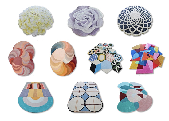 Circle Shape Commercial Use Wool Carpet Die Cut Custom Design Carpet