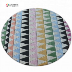 Colorful Wool Rug Circle Shape Die Cut Custom Door Mat Rugs