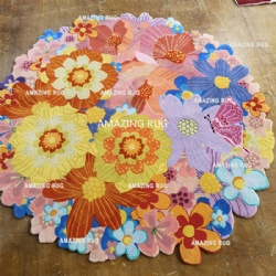 flowers Die Cut custom design rug carpet